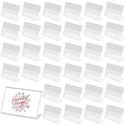 Imagen de 42 Piezas Soporte Acrílico de la Etiqueta Titular Precio, Mini Portatarjetas Exhibición letreros Tarjeta Nombre Precio (6 x 4,3 2 cm)