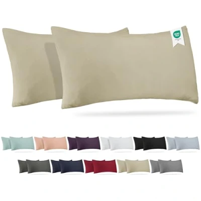 Imagen de Barbons Juego de 2 fundas almohada 40 x 80, 165 g/m², con certificado Öko Tex, 100 % algodón, suave, cremallera (40 80 arena)