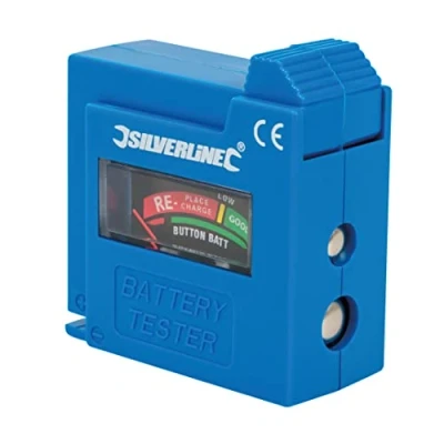 Imagen de Silverline Tools 918147, Comprobador de Pilas y Baterías, Color Azul