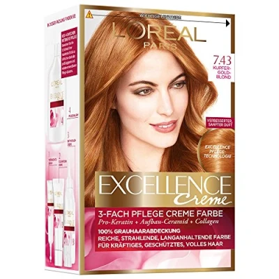 Imagen de EXCELLENCE CREME FARBA DO WŁOSÓW 7.43 BLOND MIEDZIANO ZŁOCISTY