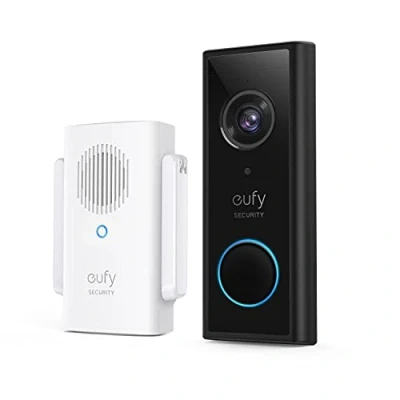Imagen de eufy Security Timbre con Vídeo Inalámbrico (alimentado por batería) Resolución HD 2K, Sin tarifas mensuales, IA integrada para detección de personas, Audio bidireccional, Autoinstalación sencilla