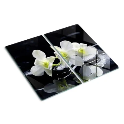 Imagen de Tulup Tabla De Cortar Cocina 2x30x52cm Vidrio Protector Placa Induccion Orquídea