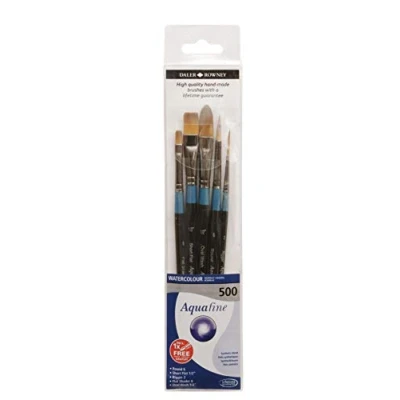 Imagen de Estuche con 5 Pinceles para Acuarela DALER ROWNEY Aquafine : Redondo 6, Liner Extralargo 2, Plano Medio Oval 1/2, Cuadrado 1/2