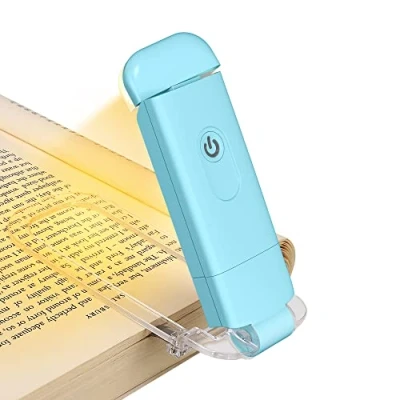 Imagen de DEWENWILS Luz de Lectura Libros Recargable USB, Resplandor Ámbar, Bloqueo Azul, Ajustable Brillo para Cuidado los Ojos, Luces Libro LED con Clip, Marcador Portátil Niños