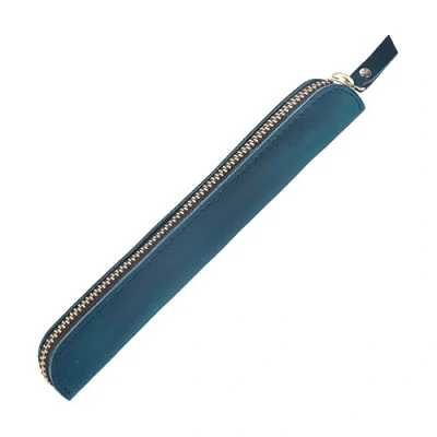 Imagen de MiOYOOW Funda de piel para bolígrafo retro con cremallera bolígrafos y lápices, azul, Clásico