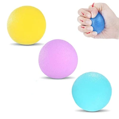 Imagen de bolas de ejercicio para las manos, bola fuerza mano silicona, entrenamiento terapia dedos adultos y niños, 3 colores, antiestrés (3 niveles resistencia)