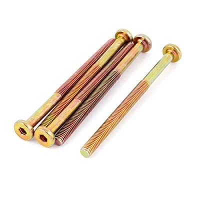 Imagen de sourcing map M6 x 85 mm rosca Hex Socket Head Cap Tornillos Bronce Tono 5 Pcs