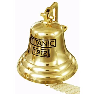 Imagen de Buckingham Titanic 1912 Grabado latón sólido de Montaje en Pared Pub/Puerta/últimos Pedidos/Barco Bell, Dorado, 20 cm
