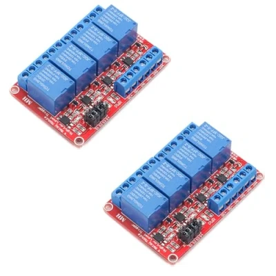 Imagen de GERUI 2 módulos de relé 4 canales, 12 V, módulo relé, interruptor con aislamiento OPTO, alto nivel, optoacoplador, compatible disparadores