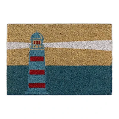 Imagen de Relaxdays Felpudo Coco Estampado Faro, 40x60, Alfombrilla Puerta Entrada Antideslizante, Interior y Exterior, Multicolor