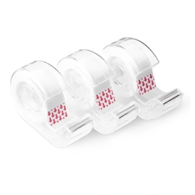 Imagen de Amazon Basics Cinta de acabado mate con dispensador, 1.91 cm x 7.6 m (ancho largo), paquete 3, transparente