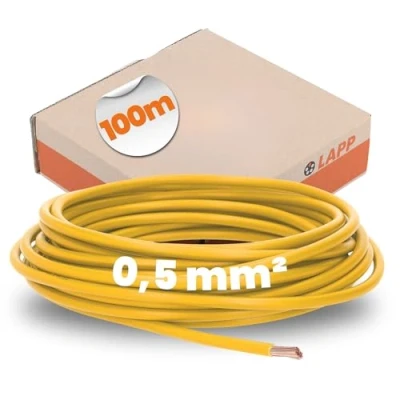 Imagen de Lapp Cable de cableado (1 x 0,50 mm², 100 m, H05V K, 4510111), color amarillo