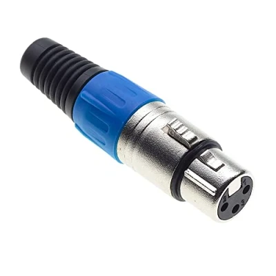 Imagen de Keple Enchufe XLR De 3 Polos, Azul Hembra para Micrófono Audio DMX, Adaptador Mellado, Conector Construcción Metálica con Carcasa Plástico