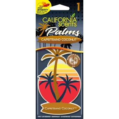 Imagen de California Car Scents Ambientador de Coche con Fragancia, Olor y Esencias a Capistrano Coconut, Aroma Coco (Ambientador Papel Forma Palmera 1UD)