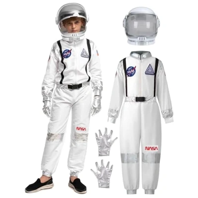 Imagen de Spooktacular Creations disfraz de astronauta unisex rayas plateadas, piloto para Halloween Pequeña (5 7 años)