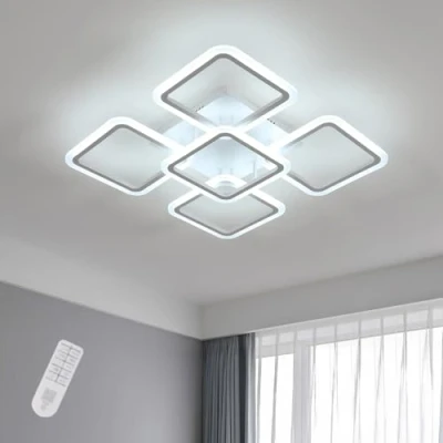 Imagen de Comely Plafon LED Techo Regulable, Blanco 5 Cuadrados 57W Lampara Moderna con Mando a Distancia 3000K 6500K, Luz de para Dormitorio Salon Cocina Comedor Pasillo