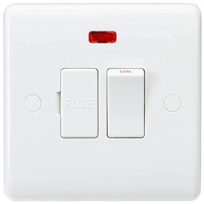 Imagen de Knightsbridge CU6300N Plástico Blanco, Borde Curvo, Fused Spur Switched + Neon