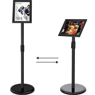 Imagen de FoxRose soporte para información, DIN A4, 210 x 297 mm, altura regulable, acero inoxidable, clientes, carteles, expositores, publicitario (negro, A4)