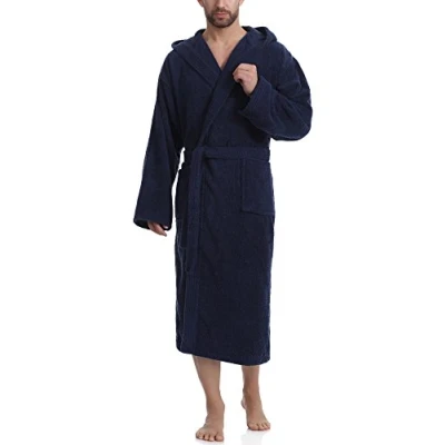 Imagen de Ladeheid Albornoz de Baño 100% Algodón Ropa Casa Hombre LA40 190 (Azul Oscuro 29/Rojo 26, M)