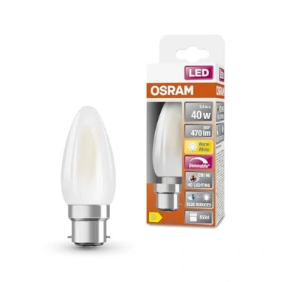 Imagen de OSRAM Lámpara LED regulable Superstar con una reproducción cromática especialmente alta (CRI90), B22d base, vidrio esmerilado ,Blanco cálido (2700K), 470 Lumen, sustituto de 40W iluminante 1 paquete