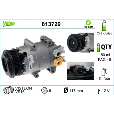 Imagen de VALEO 813729 compresor de Aire Acondicionado VS16 12 PAG 46 R 134 a con aceite FORD: FOCUS 3, 3 Turnier