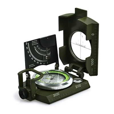 Imagen de Brújula Militar Impermeable Profesional, Proster Metal para Apuntar Clinómetro de con Bolsa Transporte Camping, Caza, Senderismo, Geología y Otras Actividades al Aire Libre