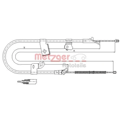 Imagen de METZGER 17.1079 Cable de Freno Mano Atrás derecha 1602/1470 Discos COFLE