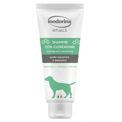 Imagen de INODORINA Champú para Perros de Clorhexidina Higienizante (250 ml). Natural Cachorros Glicerina Protector Pelaje y Activar Brillo