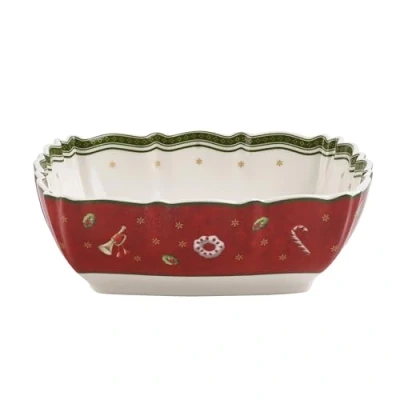 Imagen de Villeroy &amp; Boch Toy&#039;s Delight Fuente para servir rectangular, Porcelana Premium, Blanco/Rojo