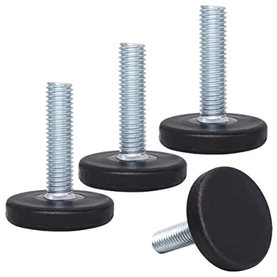 Imagen de SKIR&#039;CO 4 patas niveladoras de muebles M8 x 30 mm, redondas metal ajustables, vástago roscado, pie deslizante nivelador