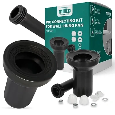 Imagen de Millto™ juego de conexión inodoro para pared, tubo desagüe, conexión, corta cisterna, conector inodoro, sistemas drenaje, cisternas