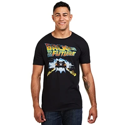 Imagen de Back To The Future Delorean Camiseta, Negro (Black Blk), XL para Hombre