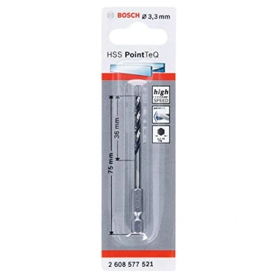 Imagen de Bosch Professional Brocas de vástago hexagonal PointTeQ, para metal, diámetro: 3.3 mm, ¼&quot;, accesorios taladro impacto y atornillador