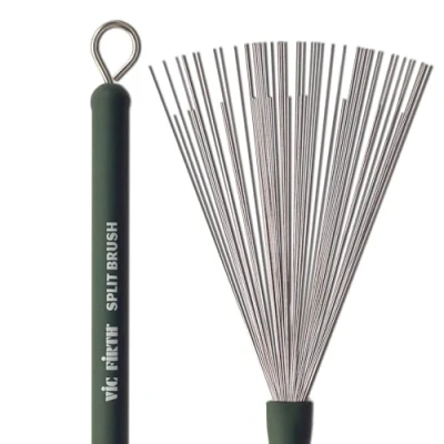 Imagen de Vic FIrth Split Cepillos de Tambor Retráctil Alambre acero calibre medio Mango plástico verde