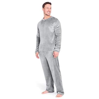 Imagen de CityComfort Pijama Hombre Invierno, Forro Polar 2 Piezas de Manga Larga, (L, Gris Claro)