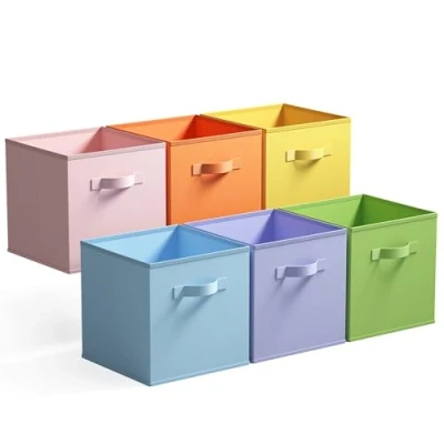 Imagen de GRANNY SAYS Cubos Almacenaje, Pack de 6 Almacenamiento 33x33, Cajas Almacenaje Tela, Cestas Organizadoras, Organizadoras Plegable, Kallax Accesorios, para Estanterias, Colorido
