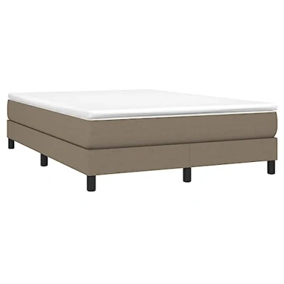 Imagen de vidaXL Estructura de Cama, Somier Matrimonio Listones, Base Cama Tapizada, Mueble para Dormitorio Hogar, Tela Gris Taupe 140x190 cm