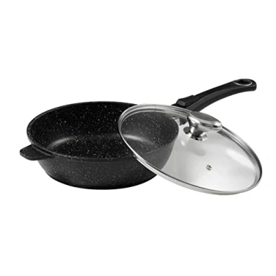 Imagen de Pradel Excellence 52391M Sartén con Tapa (Aluminio, de Cristal, diámetro 24 cm), Color Negro