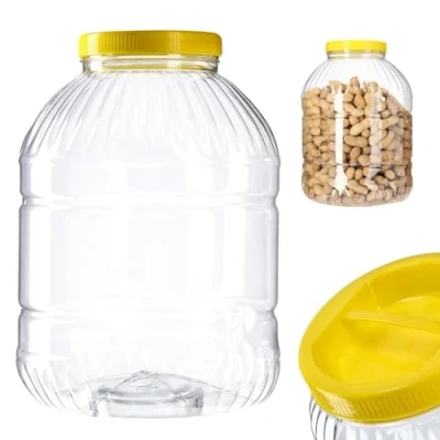 Imagen de KADAX Tarro de almacenamiento con tapa, recipiente plástico, para conservas asa, plástico alimentos, organizador cocina (redondo 5 L)
