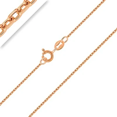 Imagen de Planetys Cadena de Plata Ley 925 Chapado en Oro Rosa 18K Malla Forzada Diamantada 1 mm Ancho 60 cm Longitud