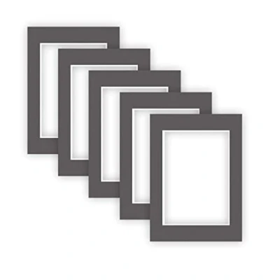 Imagen de nielsen Conservation Passepartout 1,5 mm, juego de 5, tamaño exterior 13x18 cm para cuadros 9x13 cm, gris grafito con estructura