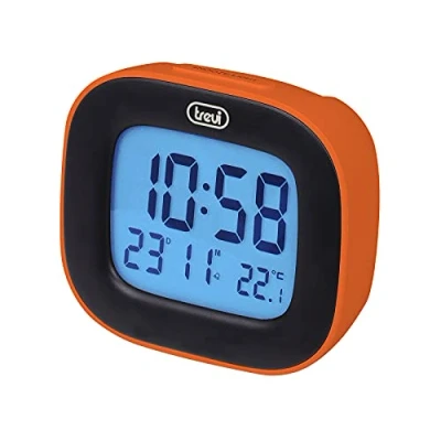 Imagen de Trevi SLD 3875 Reloj Digital con Pantalla LCD, Despertador, termómetro, Calendario y función de repetición, Naranja