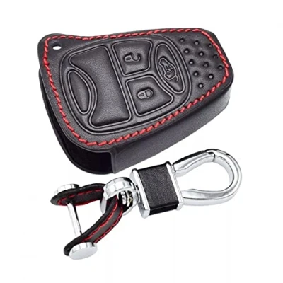 Imagen de Funda de Cuero para Llave Coche Mando a Distancia automático Soporte Llavero Bolsa Accesorios Jeep Wrangler Grand Cherokee Compass Patriot