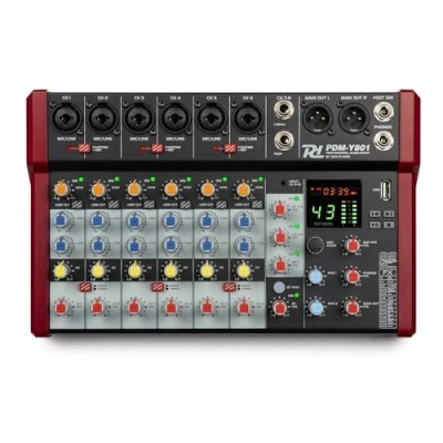 Imagen de Power Dynamics PDM Y801 Mezclador de audio 8 canales. Mesa mezclas con Bluetooth, alimentación phantom 48 V, USB C. para estudio, 99 efectos DSP, 24 bits, kHz, Jack, XLR
