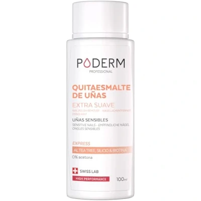 Imagen de PODERM QUITAESMALTE de UÑAS EXTRA SUAVE CON ÁRBOL TÉ Eliminación Fácil y Rápida del esmalte Uñas Sin Acetona Fortalece Nutre Ideal para Sensibles 100 ml Swiss Lab