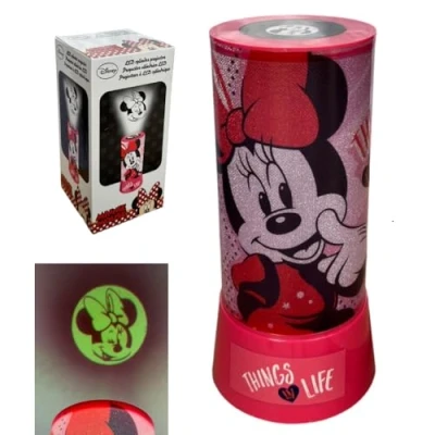 Imagen de Lámpara proyector Minnie Disney luz nocturna 2 en 1 con luces LED de colores funciona a pilas
