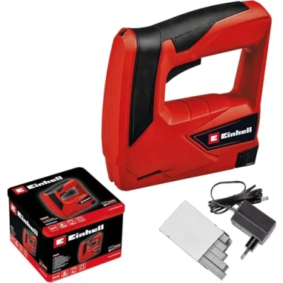 Imagen de Einhell Grapadora a batería TC CT 3,6 Li (3,6V, 1,3Ah, 30 disparos/min, ergonómico. Empuñadura suave, nariz de seguridad, entrega con caja metálica, cargador y 1000 grapas)