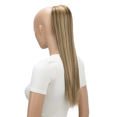 Imagen de CAISHA 55 cm Postizo Extensiones De Cabello Trenza Con Cierre Cordón Liso Mezcla Rubio Castaño PH512