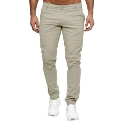 Imagen de Elara Pantalones chinos para hombre, ajustados, elásticos, Chunkyrayan, pardo, 33W x 34L