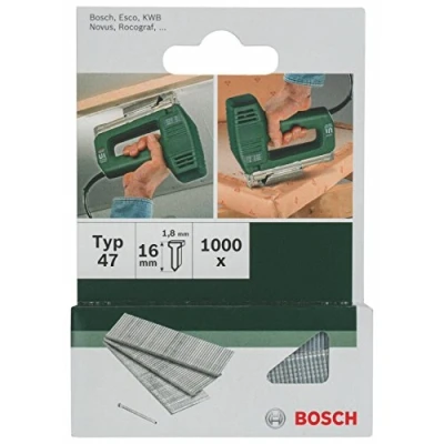 Imagen de Bosch 1000x Clavo de Tipo 47 (para Madera, Longitud 16 mm, Anchura 1,8 Accesorios Grapadora Manual)